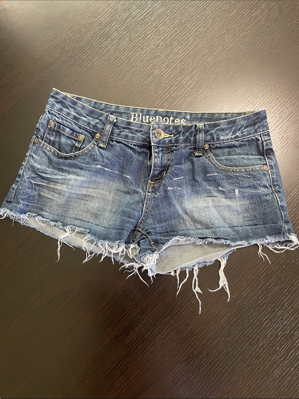 Bluenotes Blue Frayed Denim Cutoff Shorts